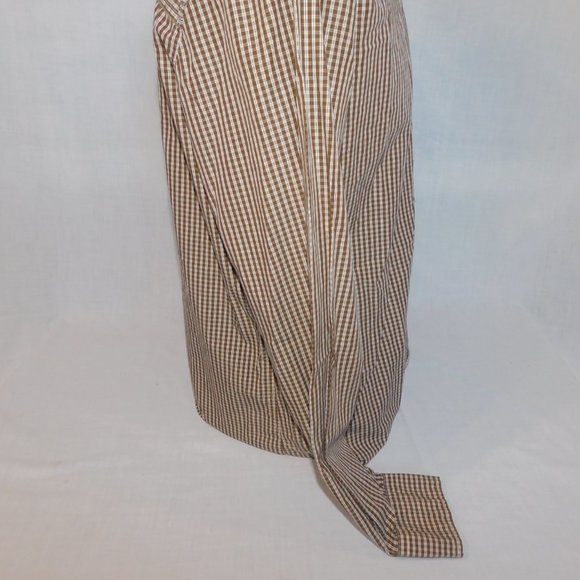 Mavi Mens L Brown White Check gingham button front long sleeve shirt - Picture 7 of 10